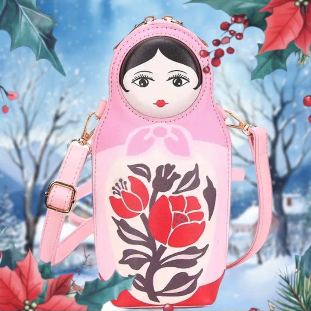 🆕 Russian Matryoshka Doll  Shoulder Bag - Vegan Leather Novelty Purse🪆